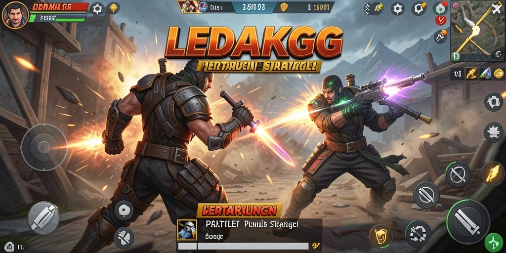 Tangkapan layar gameplay LEDAKGG yang menunjukkan aksi Battle Royale yang mendebarkan.