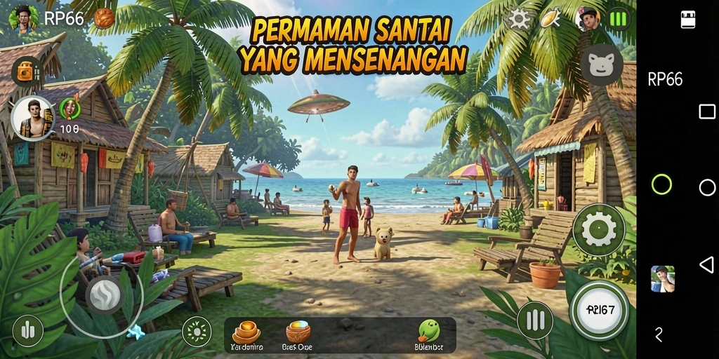 Tampilan gameplay RP66 yang ceria dan penuh warna.